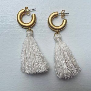 Madewell Gold Hoop Earrings with Cream Tassels
